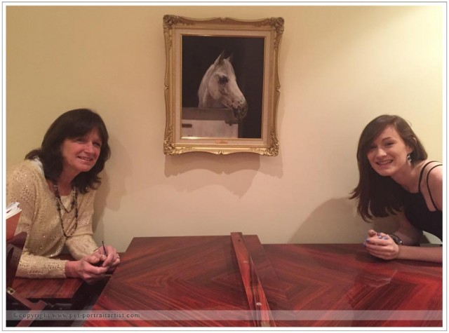 Happy clients with their horse painting