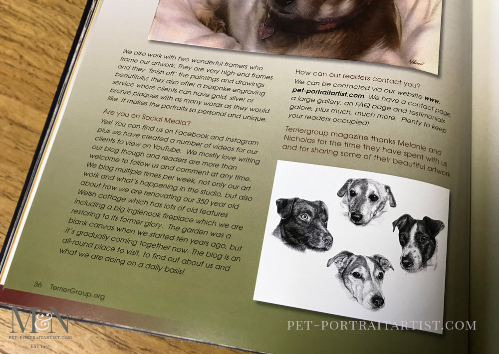 Pet Portraits Article for Terrier Group Magazine