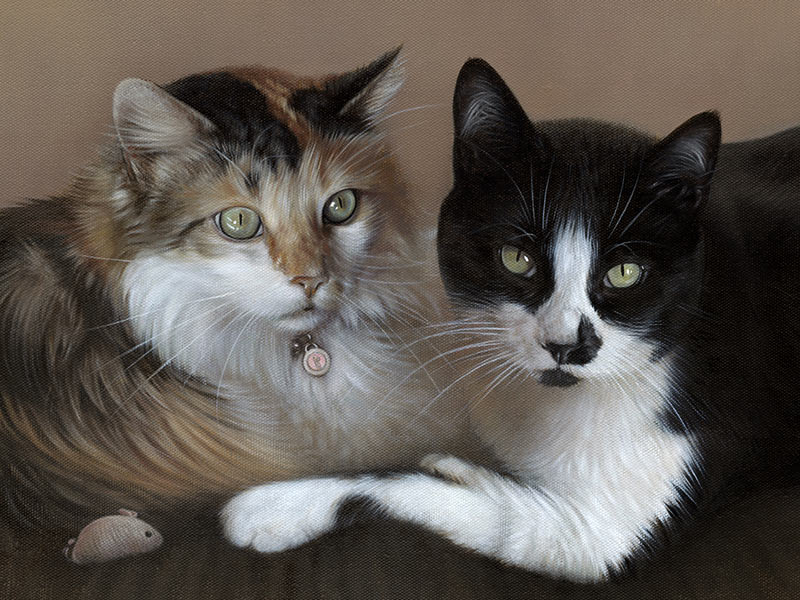 Cat Portrait of Ginger and Maggie