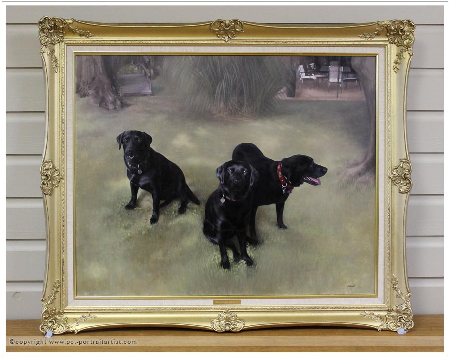 Oil Dog Portrait of Zizou, Gingko & Rover