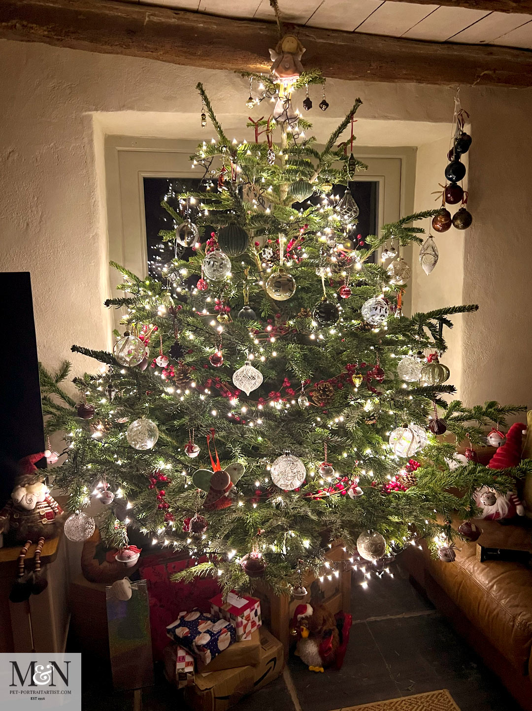 Merry Christmas from Melanie and Nicholas, Christmas tree in cottage