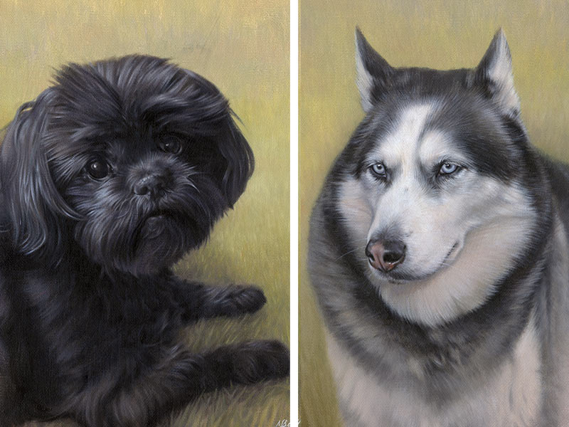 Two Oil Pet Portraits