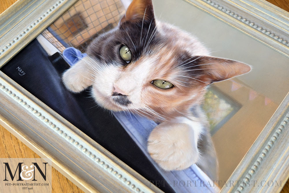 portrait of the cat framed in our studio