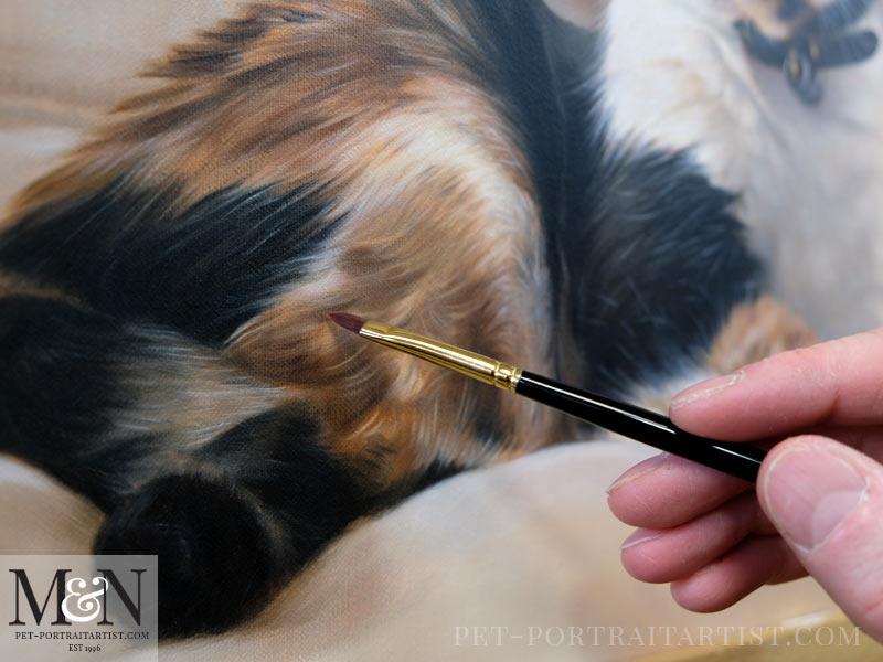 Detail of the cat portrait in oil