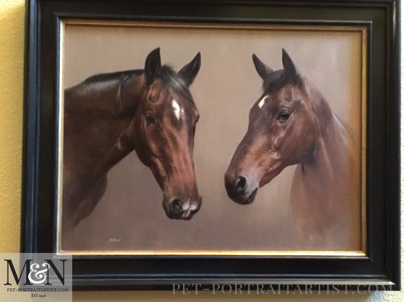 Double Horse Oil Painting Framed