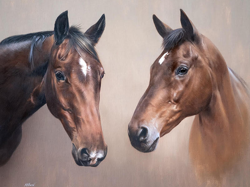 Double Horse Oil Painting