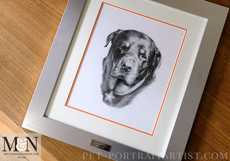 The full pencil portrait framed