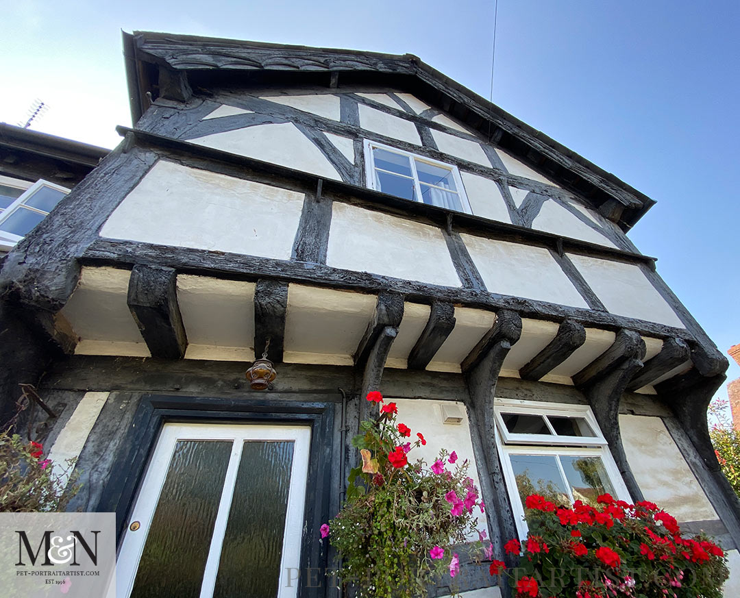 Weobley - Looking up at the incredible building construction. 