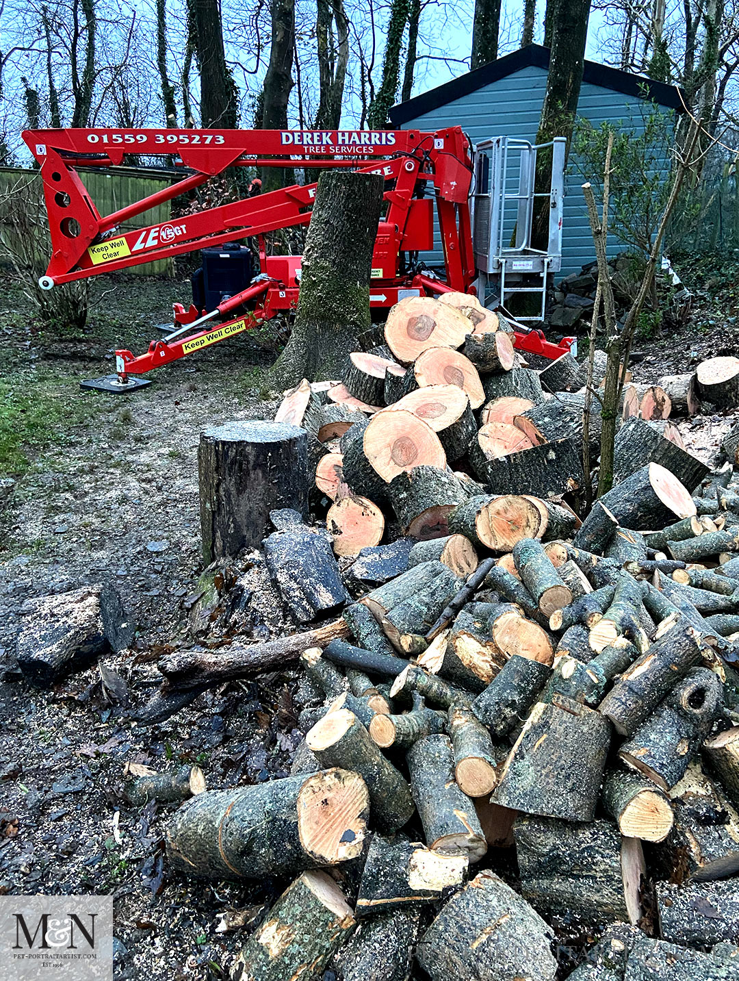 Cherry Picker and lots of wood cut