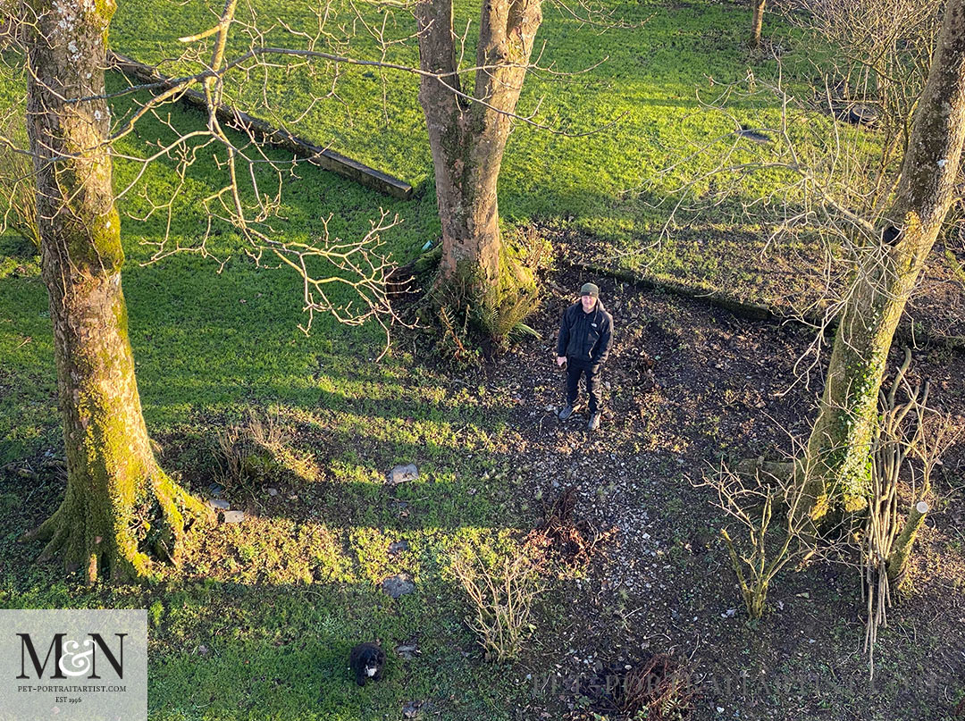 Looking down to Nick and Lily on the Cherry Picker