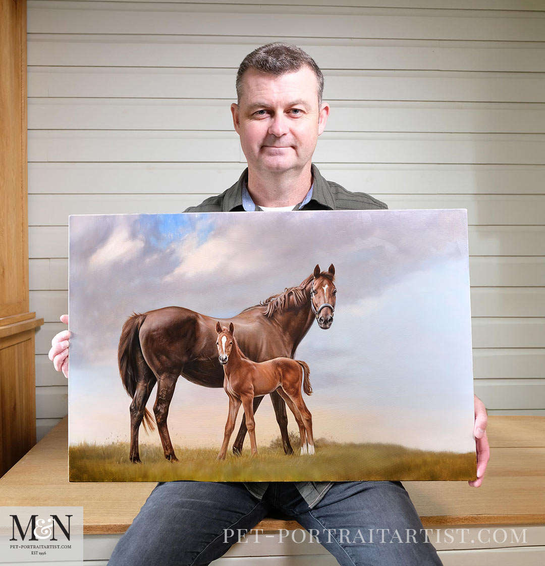 Nicholas with his horse and foal painting