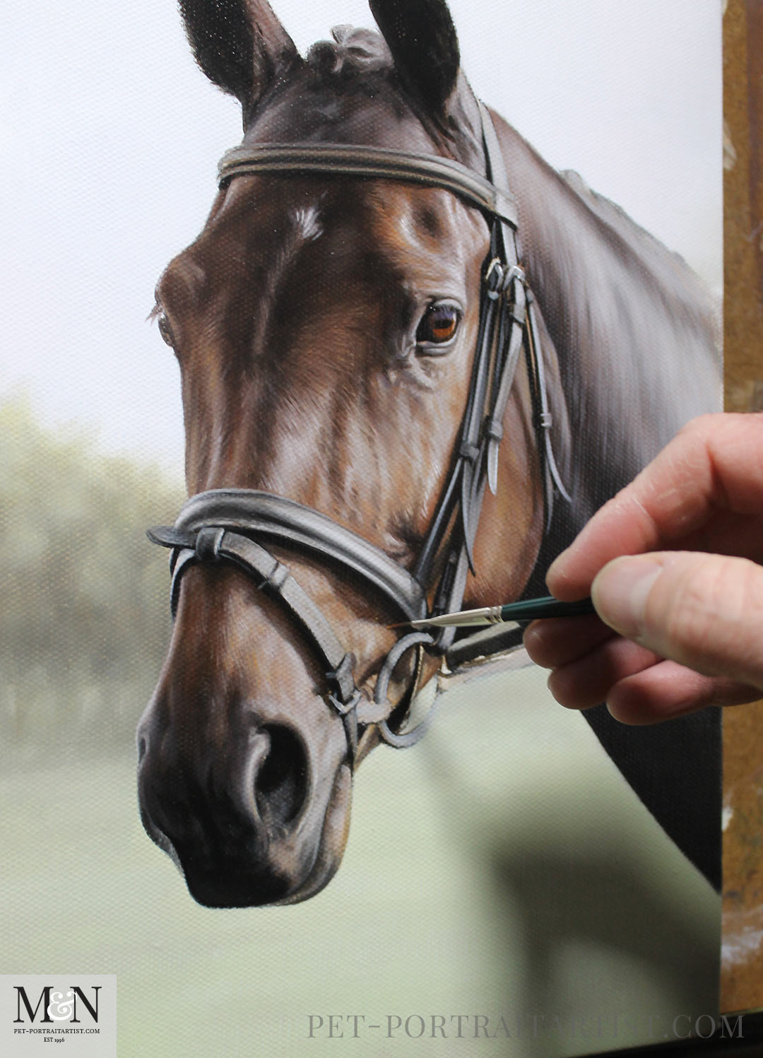 Early stage of the oil painting