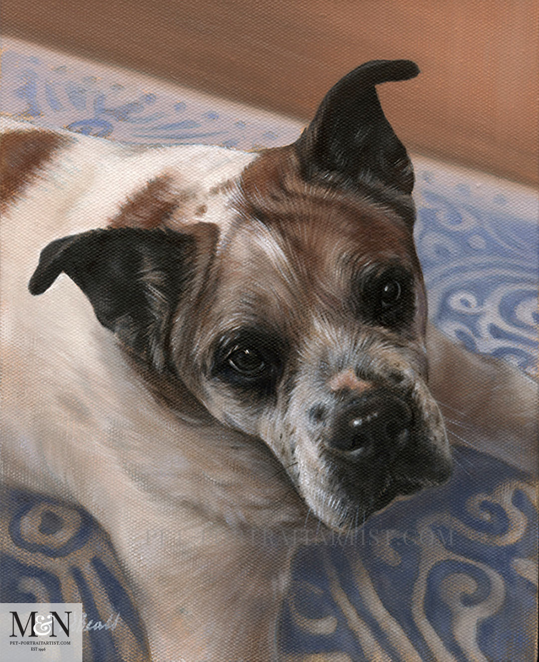 Oil Dog Portrait of Mr Bones
