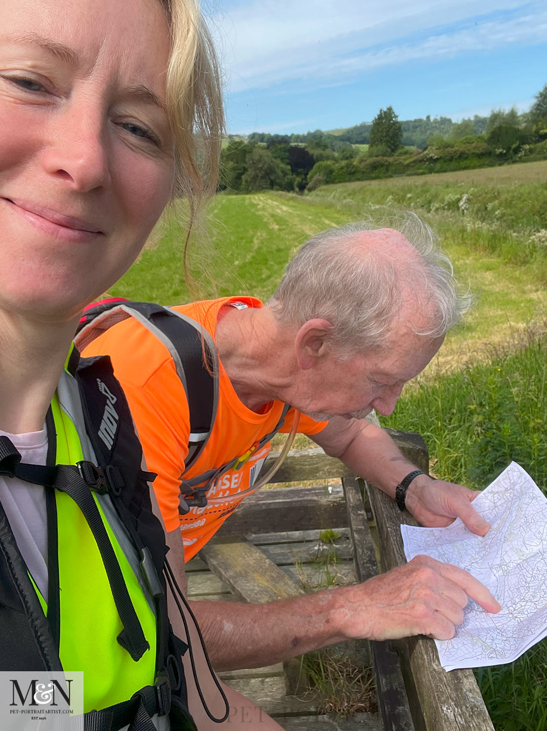 Melanie and Harvey studying the map.