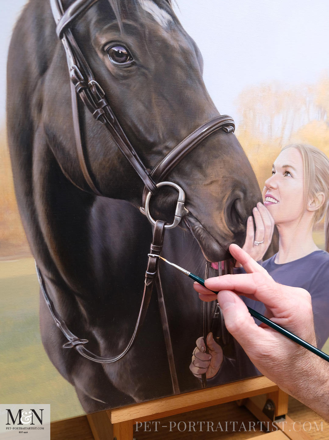 Horse Portrait in oils of Jessica and Logan