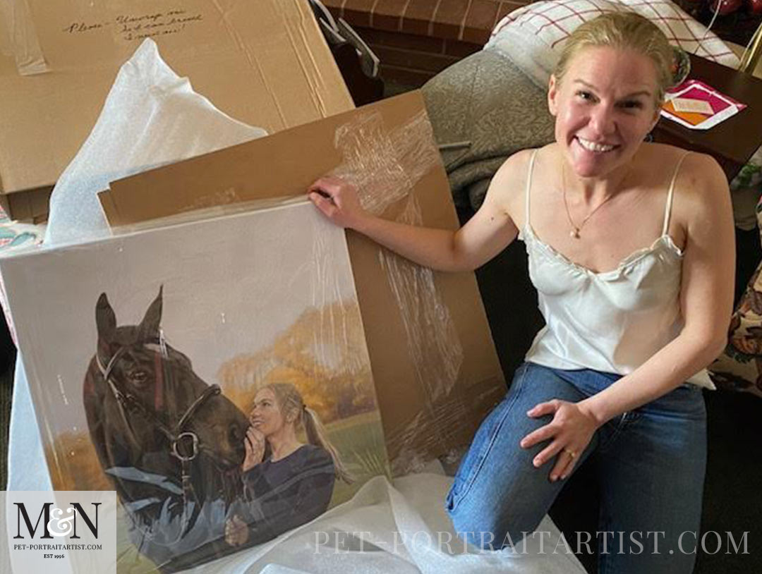 The portrait of Jessica and Logan with Jessica once it had arrived in New York!