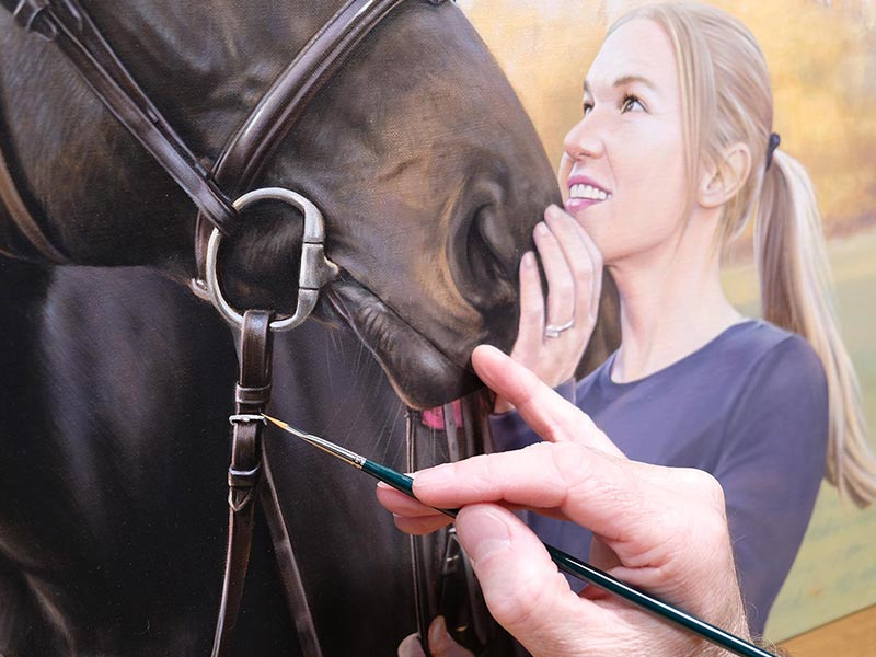 Horse Portrait in Oils of Jessica and Logan