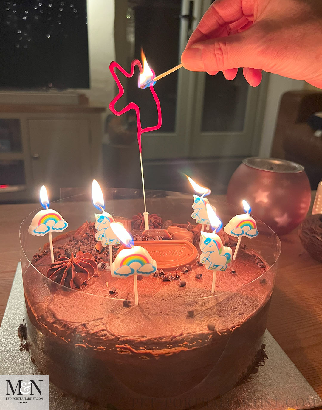 Thorntons Birthday Cake with Unicorn candles