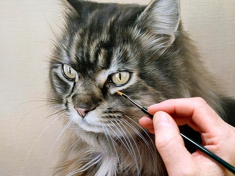 Hand Painted Cat Portrait – Custom Oil Painting Commission