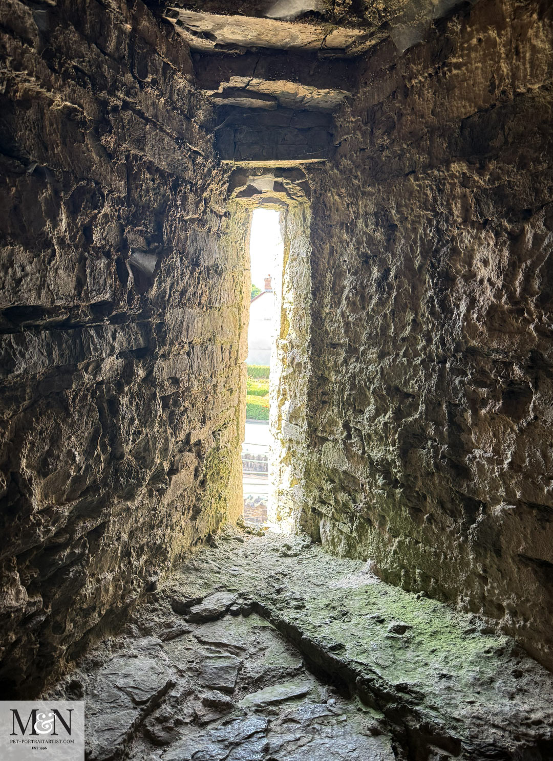 Arrow slit windows at Kidwelly Castle.