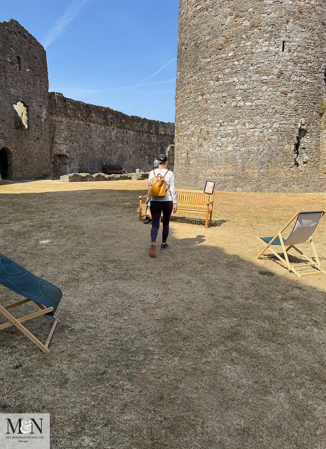 Places to sit in the grounds of Kidwelly Castle
