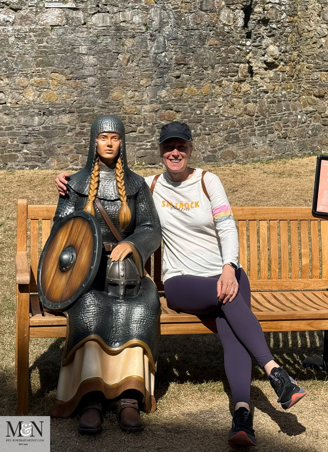 Melanie with Gwenllian at Kidwelly Castle.