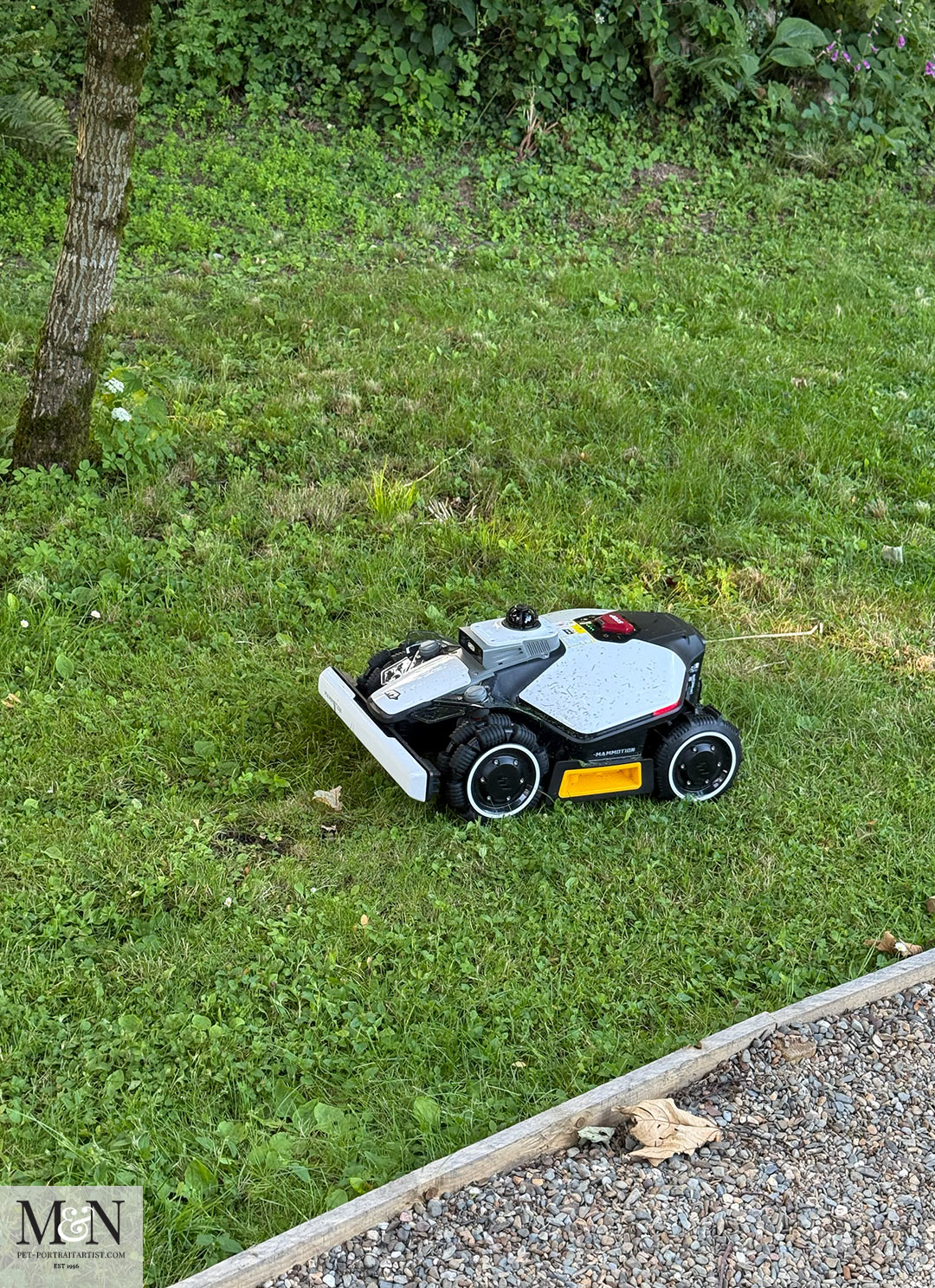 Harvey the robot lawnmower.